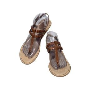 B.O.C. Born Concepts Womens 8 Braided Thong Style Slingback Sandals Brown